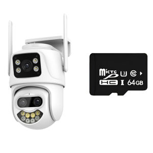 GUOAN CCTV Camera P7S 8MP 4K 2.4GHZ Wifi Waterproof HD Dual Lens Dual Screen Outdoor AI Auto Tracking PTZ Camera Night Vision Video Surveillance