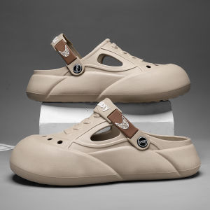 Summer Thick Bottom Anti-Slip Driving Beach Head Cover Clog Shoes Men Large Size 46 Hole Hole Shoes Casual Wear EVA Material