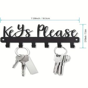 CIFbuy | CIFBUY Black Metal Wall Art Key Holder Waterproof Durable Iron Craft Decor For Entryway Hallway Office Home Interior Gift