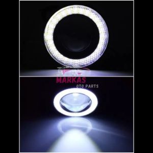 Lampu Led Foglamp Angle Eyes 89mm Lensa Projector 35inch Foglight Universal Lampu Kabut Angel Eyes 1set 2pcs