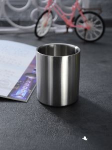 Double Layered 304 Stainless Steel Tea Cup Heat Insulation Anti Scalding for Drinking Coffee Milk Straight Body Mug Handy Cup