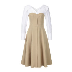 PIAOYA | Pseudo Layered A-line Dress Long Sleeves Fitted Summer New Arrival