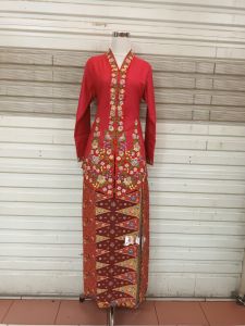 setelan kebaya encim bordir katun toyobo premium lengan panjang mix rok span tumpal kancing geser