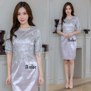 326#ชุดเดรสลูกไม้สไตล์เกาหลีชุดเดรสไปงานแต่งงานบวชชุดทำงาน by WOW Shop DD