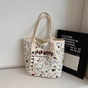 2025 New Canvas Tote Bag Women Large Capacity Student Cartoon Casual Outdoor Single Shoulder Commuter Handbag LX