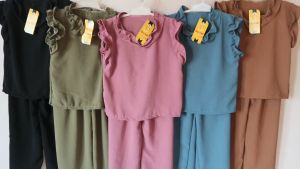ONE SET Anak Perempuan Usia 2-8 Tahun Cringkle / Setelan Cringkel Anak Perempuan