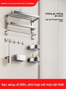 JOMOO | Foldable Towel Rack Storage Shelves No Drilling