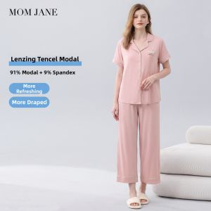Mom Jane | Postpartum Lightweight Maternity Sleeping Suit Short Sleeve with Padding Modal Top and Pant Set
