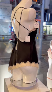 Váy Ngủ D190 Lụa Quảng Châu Cao Cấp Viền Ren Hoa Gợi Cảm - Dưới 56kg