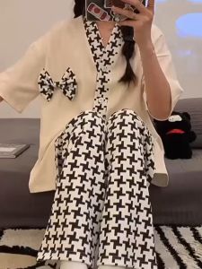 SETELAN PIYAMA KERAH KANCING 3IN1 WANITA KATUN KAOS