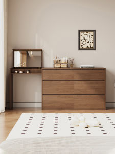 Vintage Style Walnut Wood Makeup Table