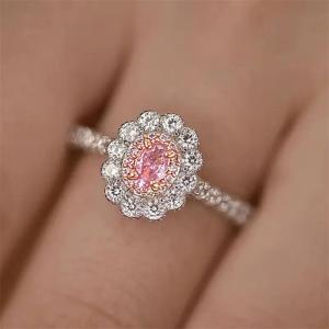 Huitan Slim Ring for Women Party Romantic Inlaid Shiny Pink/Yellow CZ Fashion Two Tone Accessories Elegant Wedding Jewelry Gift