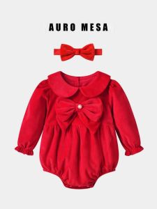 ชุดเดรสผ้ากำมะหยี่สีแดง ชุดไปงานปีใหม่สำหรับเด็กผู้หญิง เสื้อคลุมแบบมีฮู้ด แขนยาว ทรงเข้ารูป ปกตัว สวมหัว