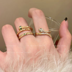 แหวนเปิดรูปมัดย้อมรูปงูสำหรับผู้หญิง แหวนนิ้วชี้หรูหราแบบปรับได้ ดีไซน์ไม่ซ้ำใครสวยงาม แหวนนิ้วชี้แบบเปิดรูปมัดย้อม