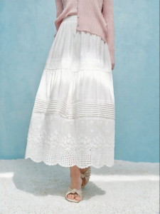 SUSHE | High Waist Embroidered Floral Skirt