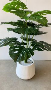 【Send flower pots】Artificial Plants big size 18 leaves 85cm/24 leaves 95cm Artificial Palm Leaves artificial fiddle plant Monstera plant Fiddle Leaf Fig Tree Ficus Lyrata Plant For Indoor House Home Wedding Office Decoration