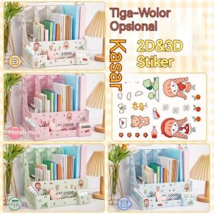【Stiker Gratis】Rak organizer buku penyimpanansekat multifungsi rak meja rack book file degan tempat pulpen box desktop