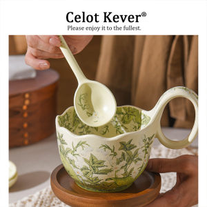 High Aesthetics Breakfast Drinking Ceramic Mug with Spoon
