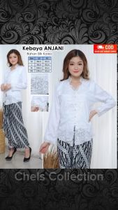 Atasan Kebaya Wanita Dewasa Modern Lengan Panjang Warna Putih Cerah Bordir Mewah Terbaru | Pakaian Wisuda Acara Pesta Kondangan Tunangan Lamaran Akad Nikah Elegan Cantik Kekinian Anjani