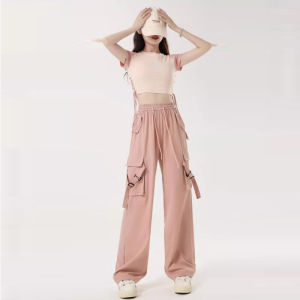 American Style Loose Straight Leg Workwear Pants Womens Small Size Summer New Casual Wide Leg Sports Pants Trendy