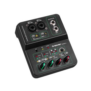 G-MARK | USB Mixer G-MARK Audio Mixing Console 2 Channel With 48V 32-Bit/96kHz Sound Interface For Live Recoding Party DJ Streaming