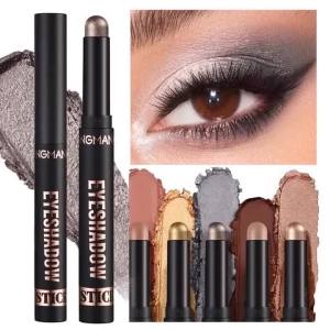 1PC Glitter Brown Eyeshadow Pen Smoky Eyes Makeup Long Lasting Shimmer Matte Lying Silkworm Eyeshadow Pencil Highlighter Stick