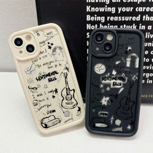 Case for OPPO A98 A96 A95 A94 A93 A92 A91 A79 A78 A77 A76 A74 A60 A58 A57 A55 A54 A53 A52 A38 A31 A18 A17 A16 A15 Anti-fall Angel Eye Design Motif Black White Creative Guitar