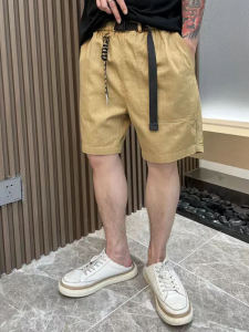 Summer Mens Simple Solid Color Trendy Workwear Pants American Retro Elastic Waist Casual Shorts Loose Five-Point Shorts