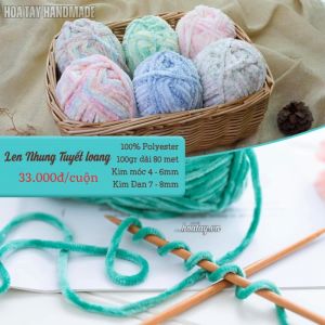 Len Nhung Tuyết Loang - Len Chenille Màu Loang – Sợi Len Mềm Mịn Dễ Đan Móc Cho Dự Án Thủ Công