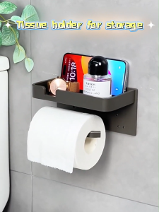 KEVE Gun Grey Luxury Tissue Holder Bathroom Organizer Tissue Box Toilet Paper Roll Holder Phone Holder