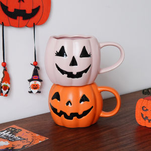 1Pc Halloween Pumpkin Grimace Ceramic Mug Exquisite Orange Pumpkin Coffee Cup Home Drinking Cup Ceramic Cup Suitable for Halloween Decorative Drinking Cup Breakfast Milk Cup Afternoon Tea Coffee Coffee Shop Latte Latte Cup