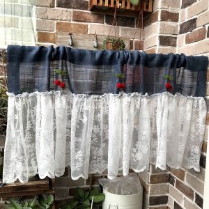 American Country Decorative Lace Light Blocking Kitchen Bay Window Small Curtain Door Curtain Whole Piece Lace Door Curtain