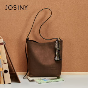 Josiny | Vintage Brown Large Capacity Crossbody Bucket Bag