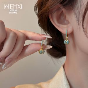WENXI | Bông Tai Hình Quả Đào Xanh Thiết Kế Độc Đáo