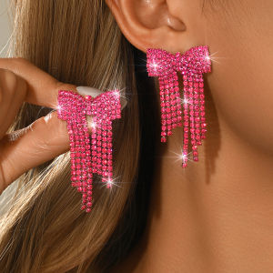 Princess and socialite style high-end high-quality sweet and cute bow earrings earrings earrings and accessories