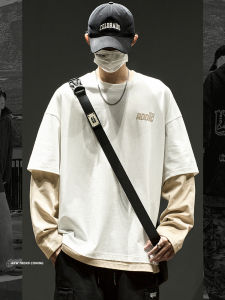 SZON | Loose Fit Round Neck Stylish Two-layer Style Sweatshirt for Spring and Autumn