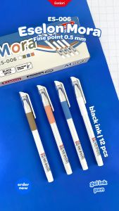 12PCS Pulpen Gel Office MORA ES-006 / 1pak Pulpen Gel 0.5mm