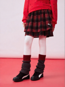 PUMA | Festive Knit Pleated Plaid Mini Skirt for Girls