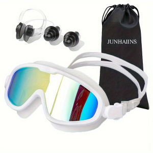 Brand New Large Frame Swimming Goggles for Adults - High Definition Transparent Electroplated Lenses Anti-Fog PC Material
