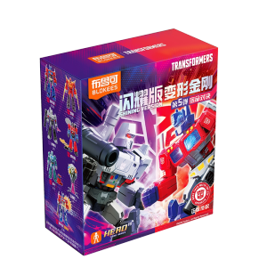BLOKEES Transformers SHINING VERSION V05 OPTIMUS PRIME MEGATRON QUINTESSON HOT ROD PERCEPTOR LED Lights Action Figure Assembly