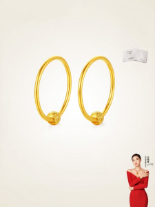 18K Gold Round Pearl Earrings