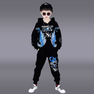 ชุดเด็กชายฤดูใบไม้ร่วงแบบมีฟองน้ำ เสื้อผ้าฮิปฮอปสำหรับเด็กชาย ชุดการแสดงสำหรับเด็ก ชุดการแสดงกลวง แฟชั่นฤดูใบไม้ผลิและฤดูใบไม้ร่วง