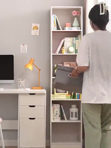 Simple bookshelf for home small bedroom narrow gap floor bookcase against the wall corner shelf storage layered bookshel