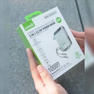 Uvolt UVP10AC-01 พาวเวอร์แบงค์ชาร์จเร็ว สายในตัว 10000mAh Fast Charge PD22W Powerbank 4in1 จอLED