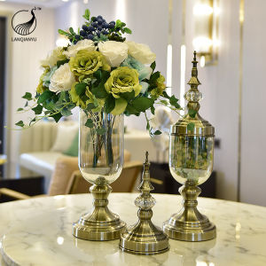 European Style Luxury Flower Vase Decoration for Living Room TV Cabinet Home Dining Table Artificial Flower Arrangement