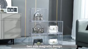 Handbag Stackable Display Case Dust Proof Bag Box Toy Box Showcase | Transparent Assemble Storage Toy Dolls Shoe Box-Side Shoe Box-Front Door Box