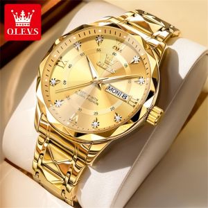 OLEVS  luxury watch for men  original stainless steel waterproof calendar luminous diamond watch