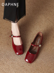 Daphne | Red Camellia Summer Thick Heel Mary Janes