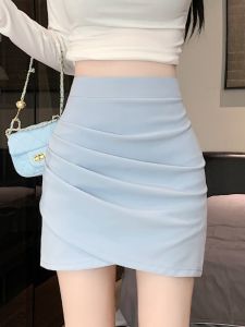 Asymmetric Pleated High Waist Mini Skirt Womens Fashion Design Spring Summer Short A-Line Skirt Bodycon Skirt Korean Style