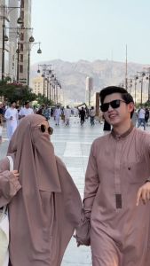 IMAZAN Abaya One Set French Khimar Haji Umroh Gamis Syari Madeena Series Satu Set Abaya Kerudung